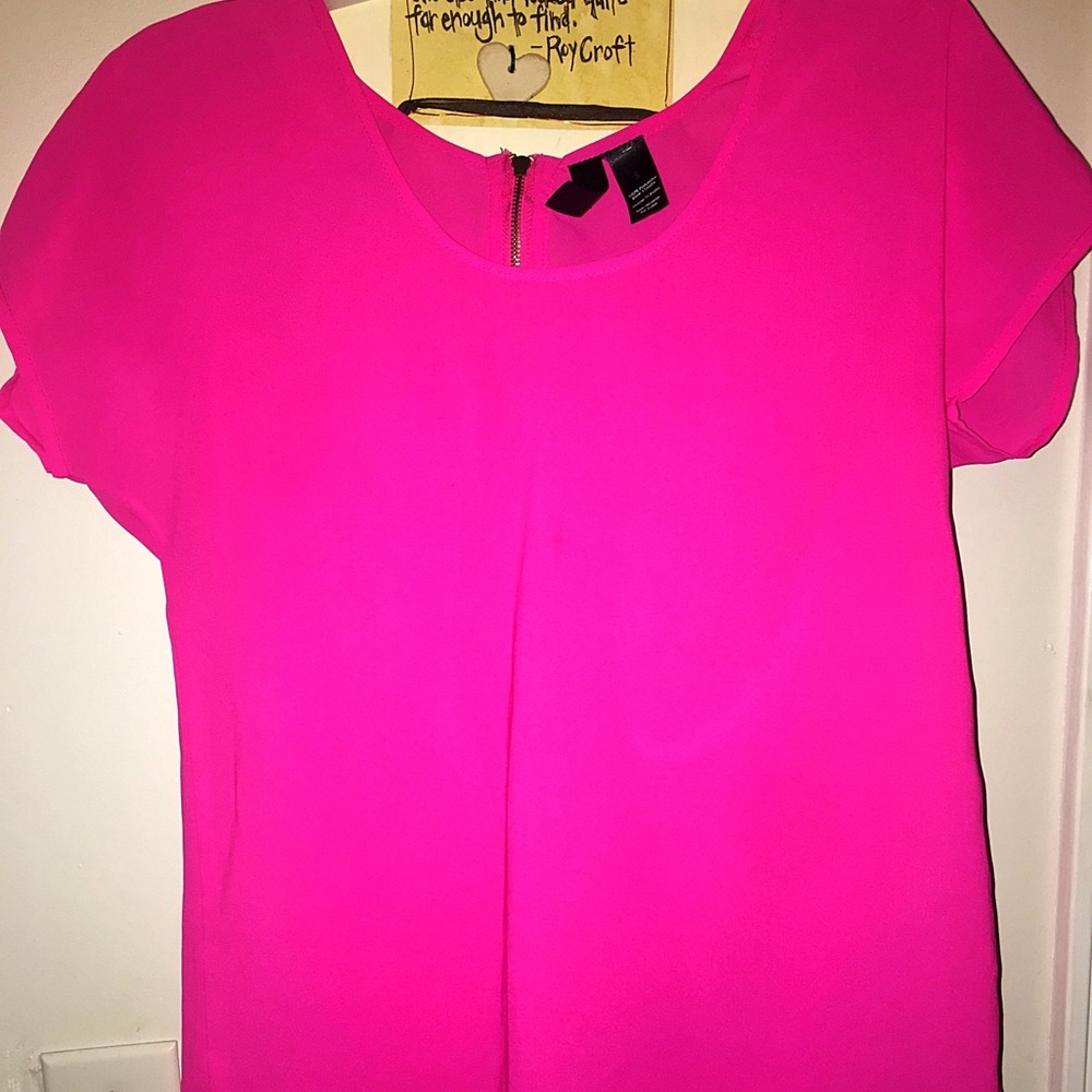 Bright pink sheer top